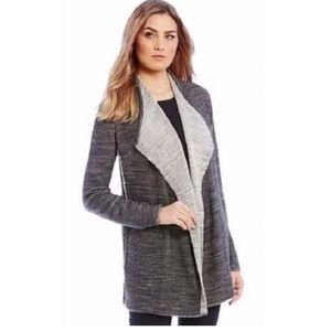 Eileen fisher Charcoal Gray 2X Organic Cotton Plaited Long Cascading Cardigan